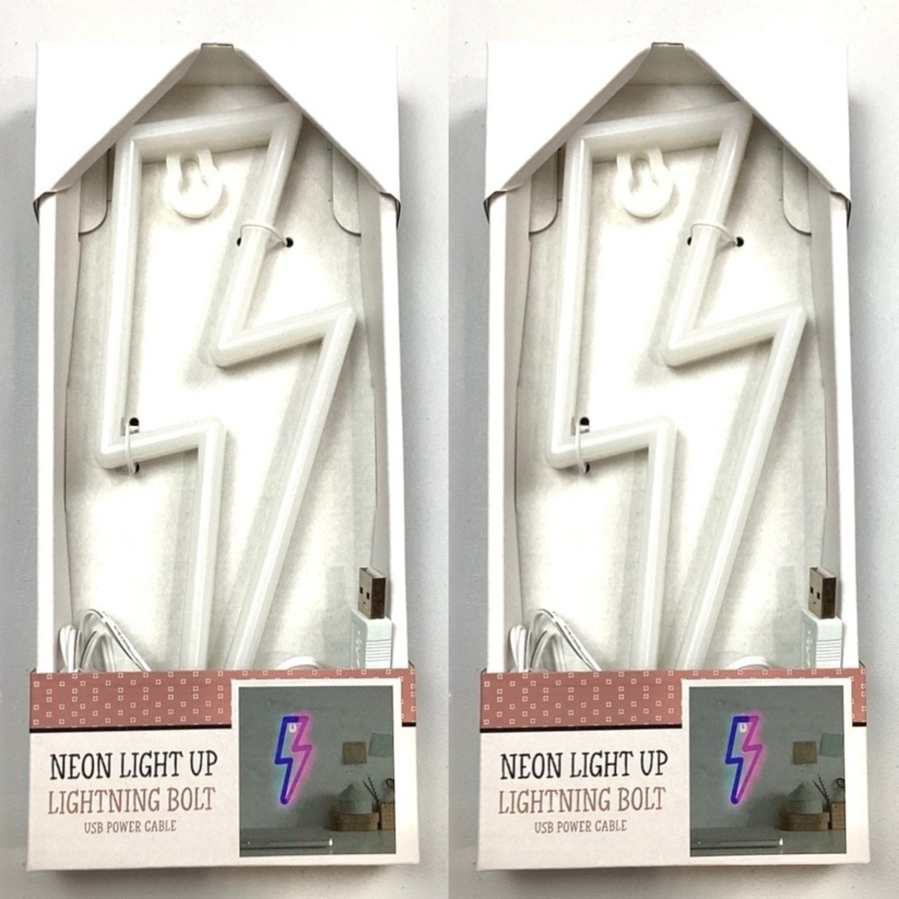 2PCS Lightning Bolt LED Neon plastic Sign 3.62" W X .59" D X 7.87" H